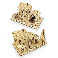 Сборная деревянная модель "Домик с гаражом"
