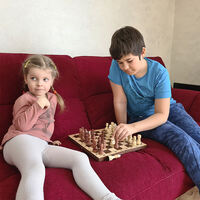 Шахматы обиходные лакированные в комплекте с доской (290*145*38)