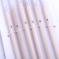 Набор кистей нейлон, круглые, средней жёсткости, 6 штук : №2, 4, 6, 8, 10, 12, с деревянными ручками