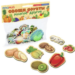 Игра на магнитах: Овощи и фрукты, а также ягоды, грибы и орехи.